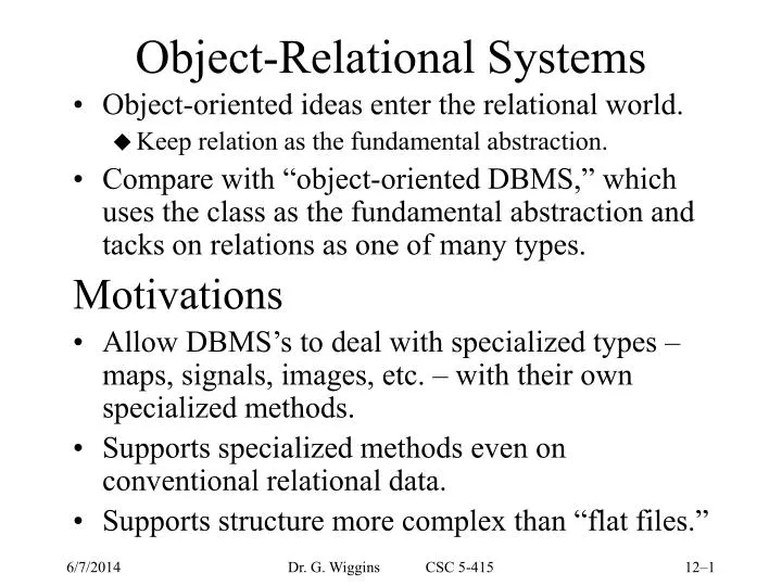 object relational systems