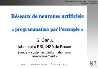 r seaux de neurones artificiels programmation par l exemple