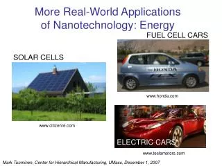 More Real-World Applications of Nanotechnology: Energy