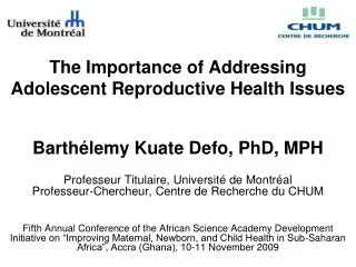 The Importance of Addressing Adolescent Reproductive Health Issues