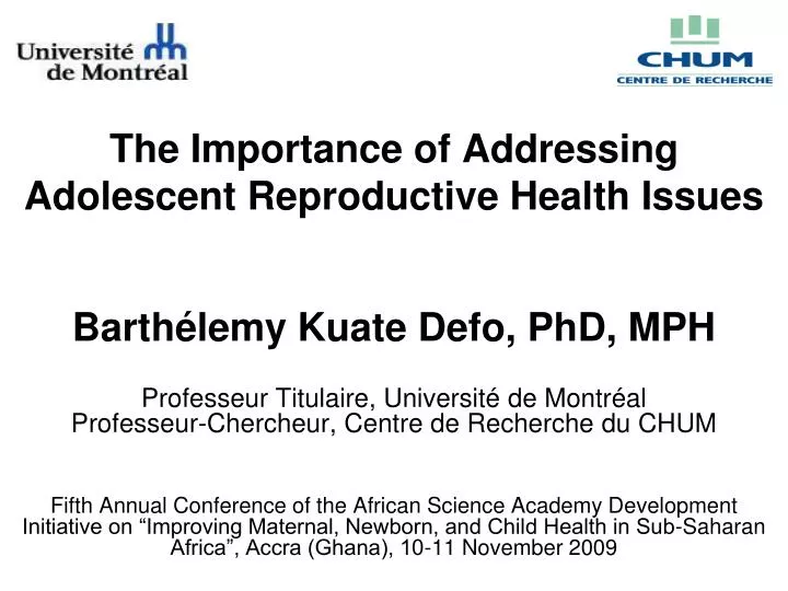 the importance of addressing adolescent reproductive health issues