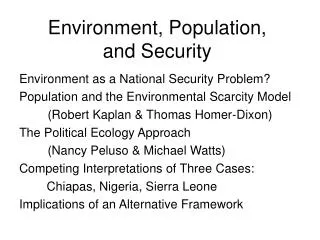 Environment, Population, and Security