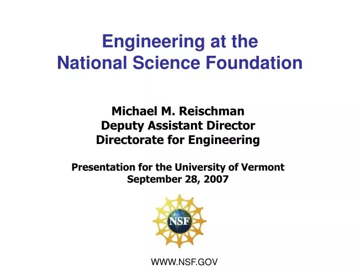 engineering at the national science foundation