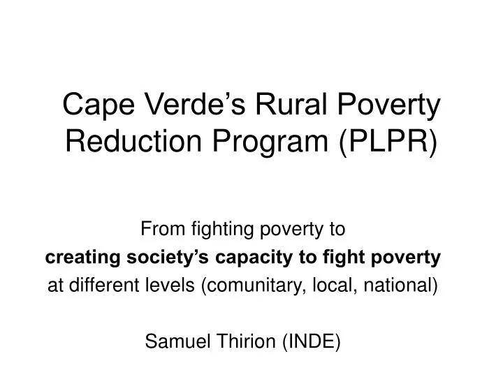 cape verde s rural poverty reduction program plpr