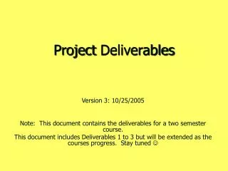 Project Deliverables