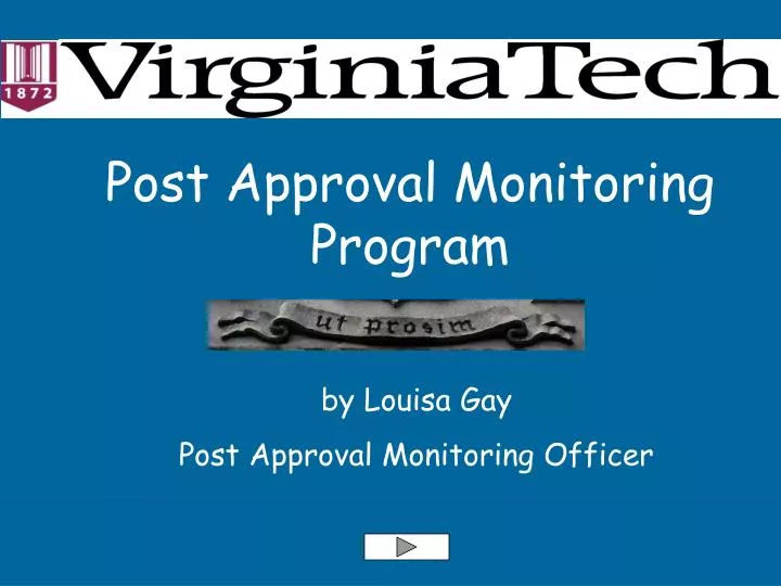post approval monitoring program
