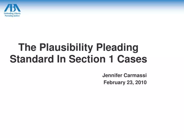 the plausibility pleading standard in section 1 cases