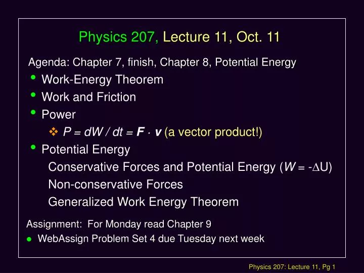 physics 207 lecture 11 oct 11