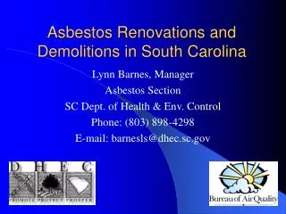 Asbestos Renovations and Demolitions in South Carolina
