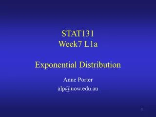STAT131 Week7 L1a Exponential Distribution