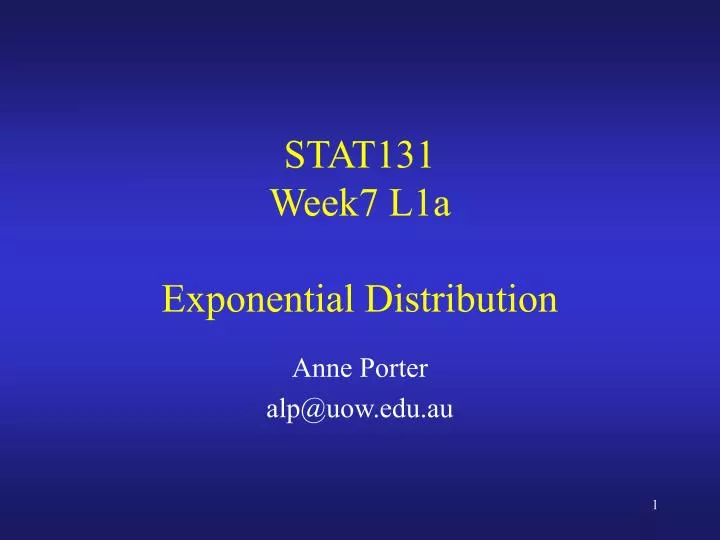 stat131 week7 l1a exponential distribution