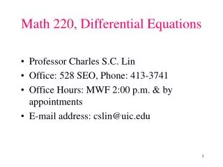 Math 220, Differential Equations