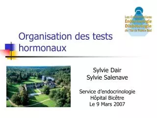 organisation des tests hormonaux