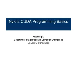 Nvidia CUDA Programming Basics