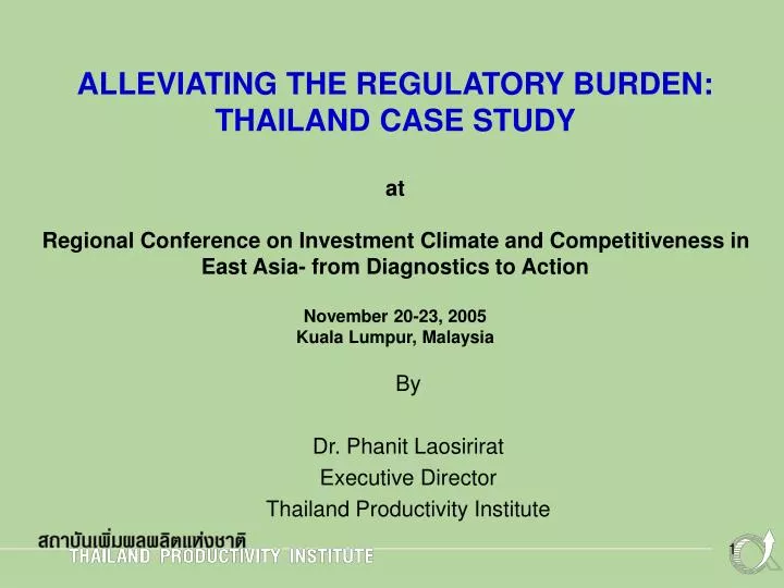 by dr phanit laosirirat executive director thailand productivity institute