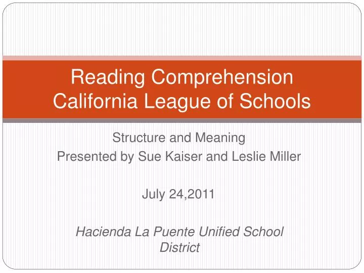 reading comprehension california league of schools