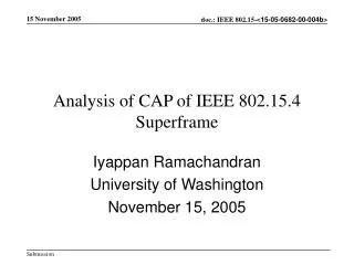 Analysis of CAP of IEEE 802.15.4 Superframe