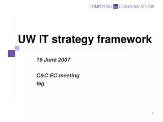 UW IT strategy framework