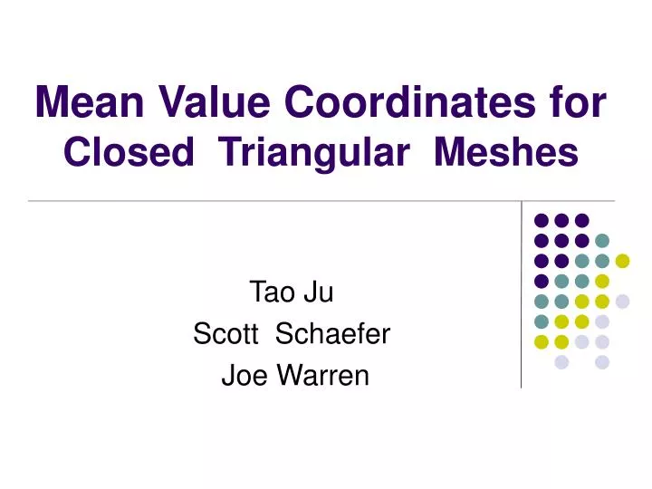 mean value coordinates for closed triangular meshes