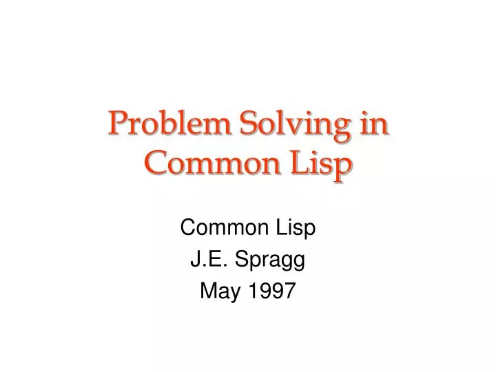 problem solving in common lisp