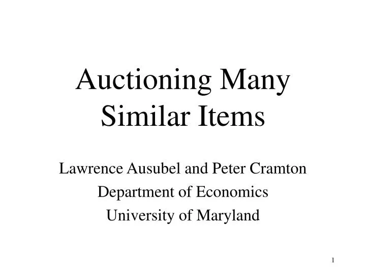 auctioning many similar items