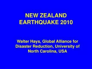 NEW ZEALAND EARTHQUAKE 2010