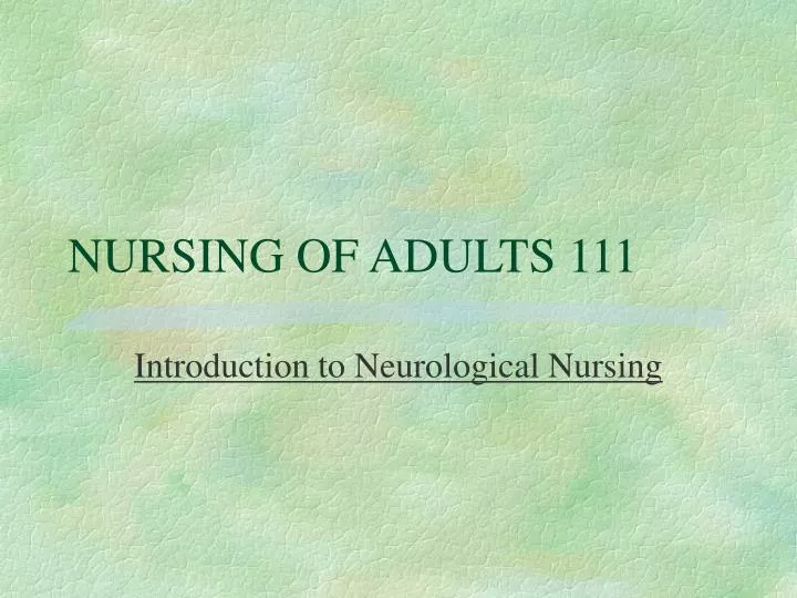 nursing of adults 111