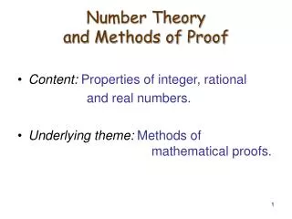 Number Theory and Methods of Proof