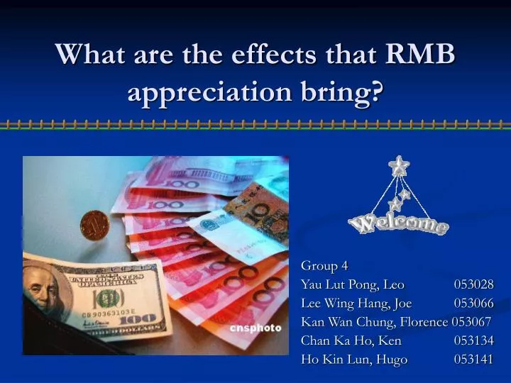 what are the effects that rmb appreciation bring