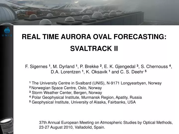 real time aurora oval forecasting svaltrack ii