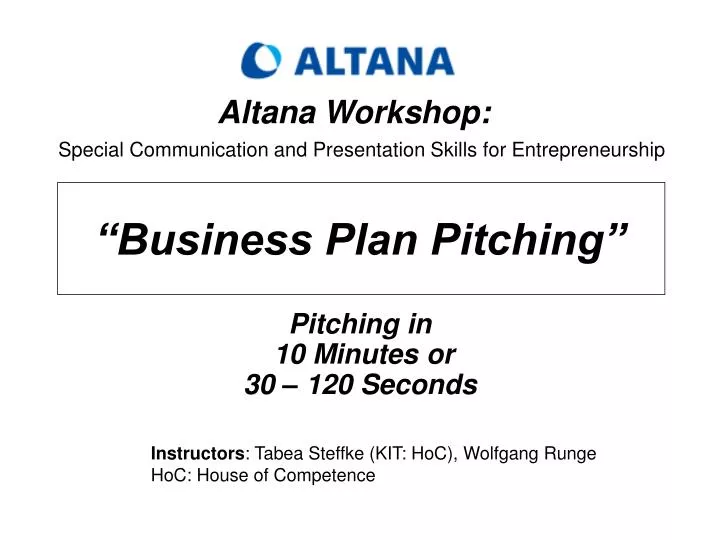 business plan pitching