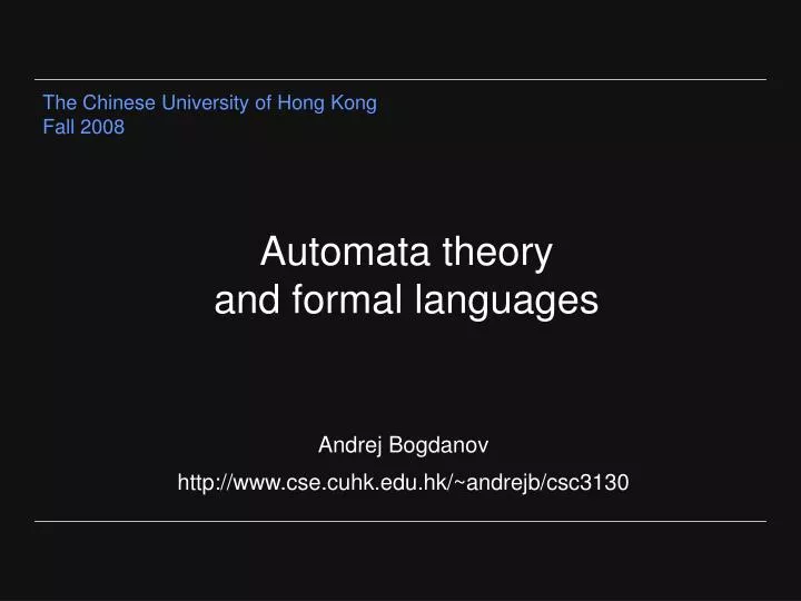 automata theory and formal languages