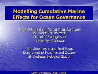 Modelling Cumulative Marine Effects for Ocean Governance