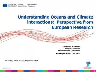 Understanding Oceans and Climate interactions: Perspective from European Research