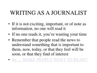 WRITING AS A JOURNALIST
