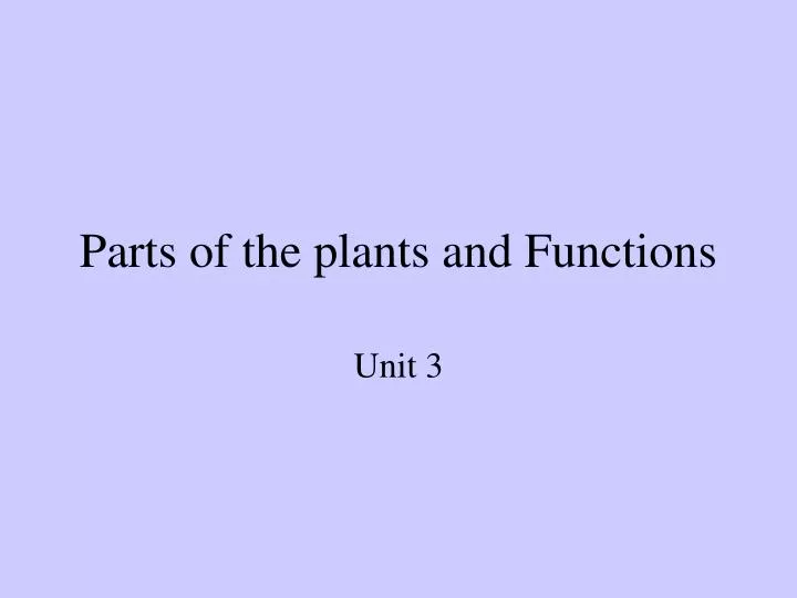parts of the plants and functions