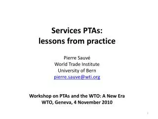 Services PTAs: a topography