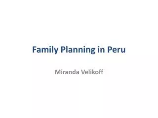 Family Planning in Peru