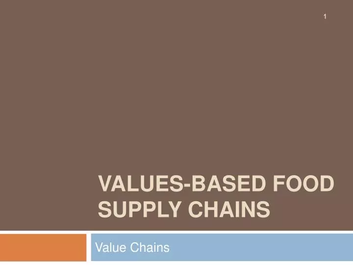 values based food supply chains