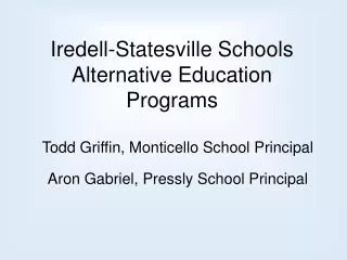 Iredell-Statesville Schools Alternative Education Programs