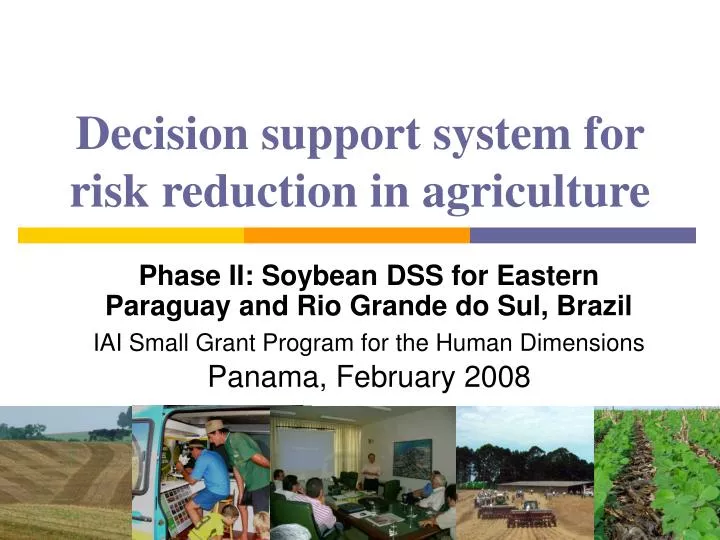 decision support system for risk reduction in agriculture