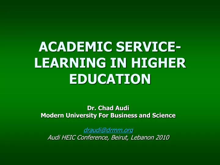 academic service learning in higher education