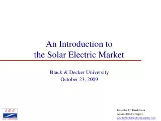 An Introduction to the Solar Electric Market