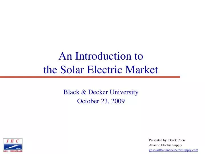 an introduction to the solar electric market
