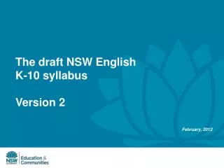 The draft NSW English K-10 syllabus Version 2