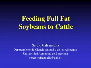 Feeding Full Fat Soybeans to Cattle