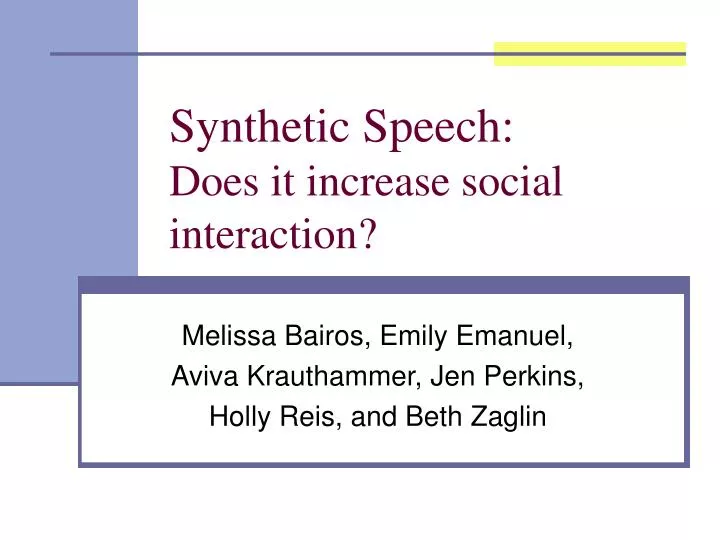 synthetic speech does it increase social interaction