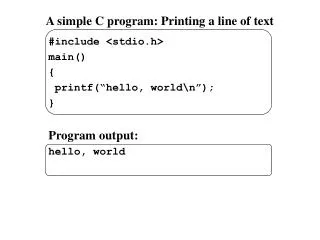 A simple C program: Printing a line of text