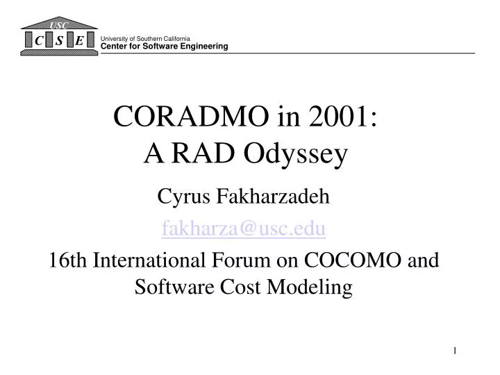 coradmo in 2001 a rad odyssey