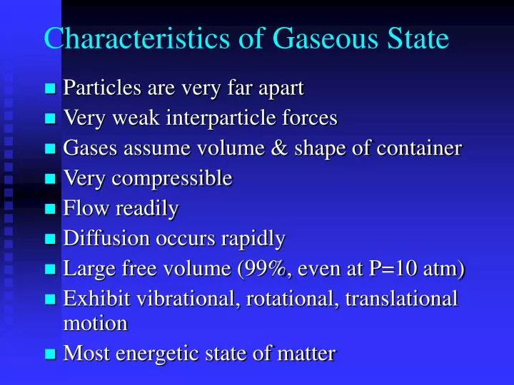characteristics of gaseous state